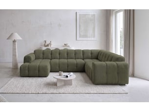 Canapé d'angle droit fixe MIUFORM Picco 8 places Tissu Vert forêt