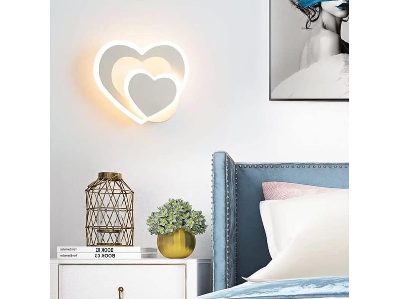  Lampe mural led en forme de cœur blanc veilleuse de dessin animé pour chambre d'enfant lumière de couleur chaude  - Conforama E