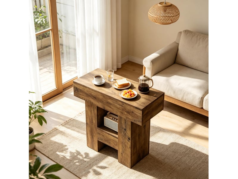 Table d'appoint 80x30x65 cm avec rangement ouvert mdf marron - Conforama C