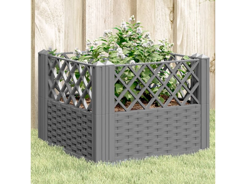  Jardinière - bac à fleurs avec piquets gris clair 43,5x43,5x43,5 cm pp  - Conforama B