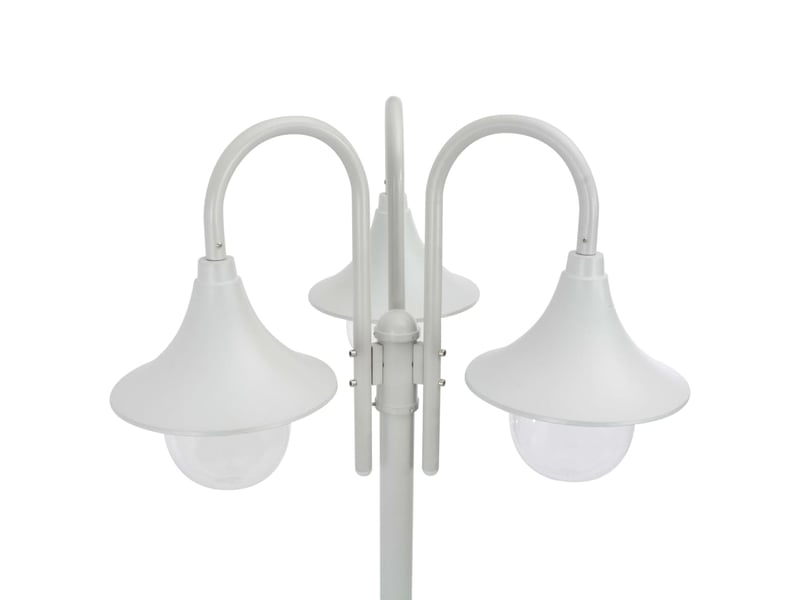  Lampadaire de jardin e27 220 cm aluminium 3 lanternes blanc 02_0042540  - Conforama C