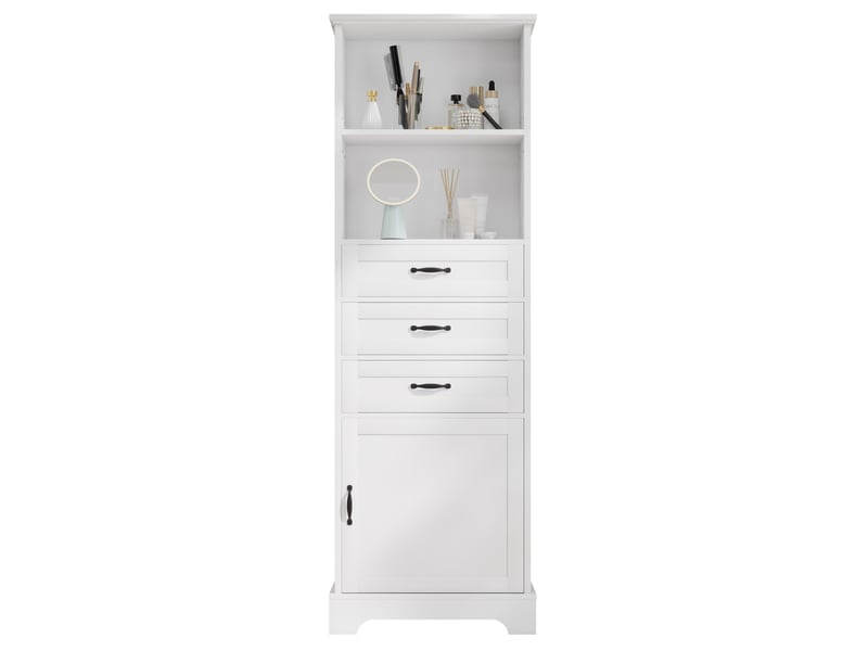Meuble de salle de bain haut avec rangement 56 x 25,6 x 167 cm blanc evryae