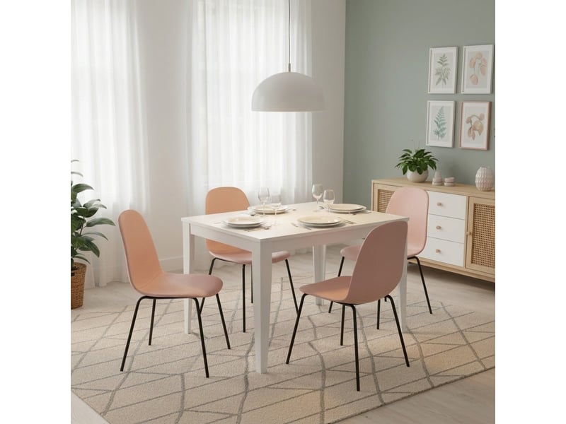  Table de salle à manger extensible avec piètement blanc 156316x90 moon - blanc  - Conforama B