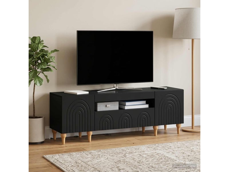 Meuble tv - banc tv - meuble de rangement led noir bois d'ingénierie - Conforama D