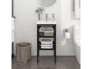 Cadre de lavabo de salle de bain vasque à encastrer noir fer shl6819