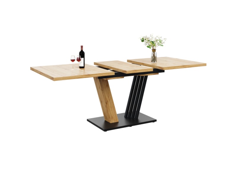 Table extensible 120160 cm x 80 x 76 cm – cuisine et séjour, effet bois, pieds en éventail - Conforama D