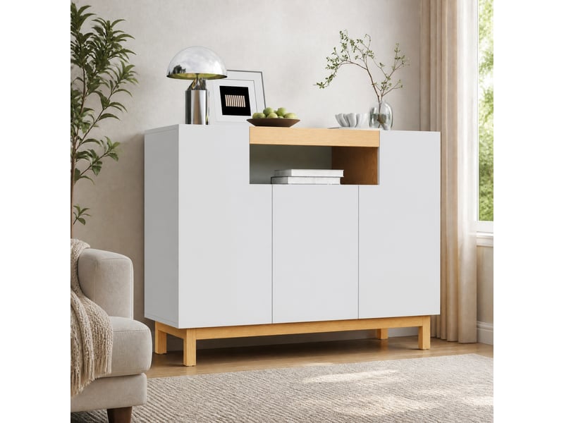  Buffet 3 portes blanc 120,5 x 42 x 96 cm  - Conforama B