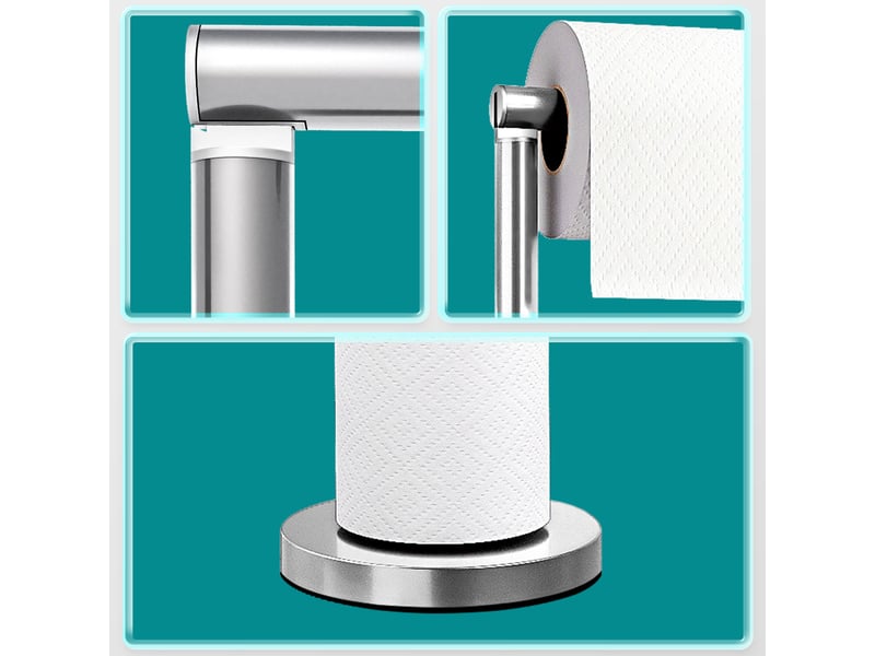  Support papier toilette 2en1, porte papier toilette et dérouleur papier toilette, acier inox 15x15x57cm  - Conforama E