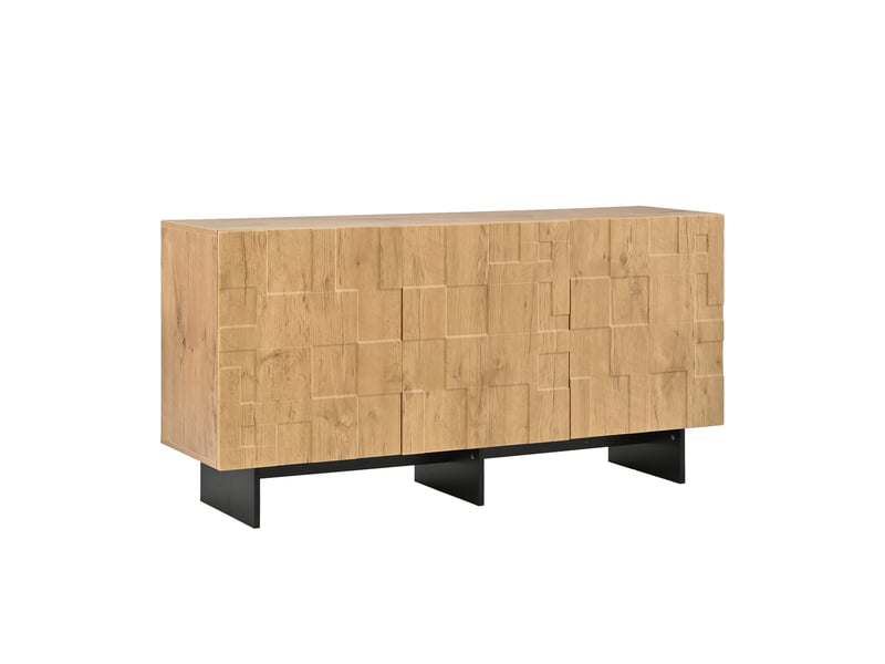 Buffet 140 cm effet bois naturel, 3 portes, façades géométriques - Conforama A