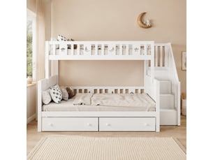 Lit avec rangement 90x140/200 cm MEUBLIV   coloris blanc
