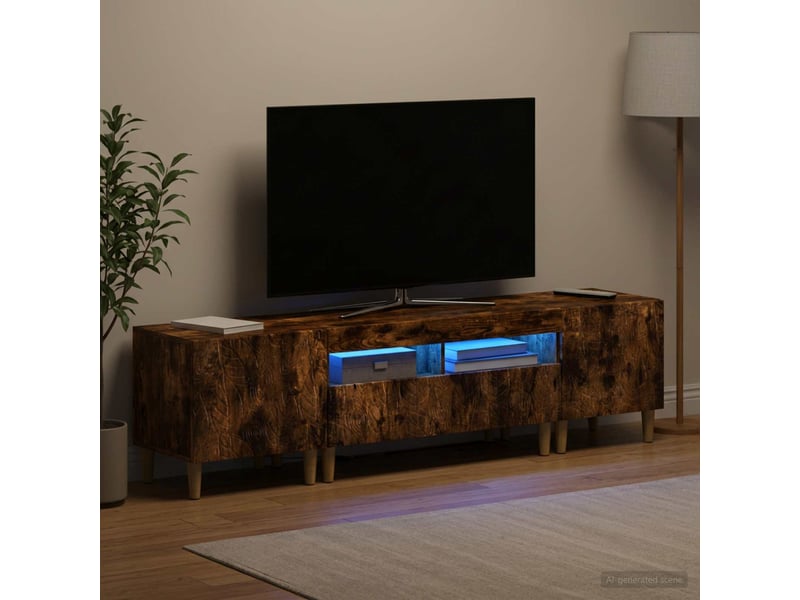 Ensemble de 3 meubles tv - banc tv - meuble de rangement led delft chêne fumé bois d'ingénierie - Conforama B