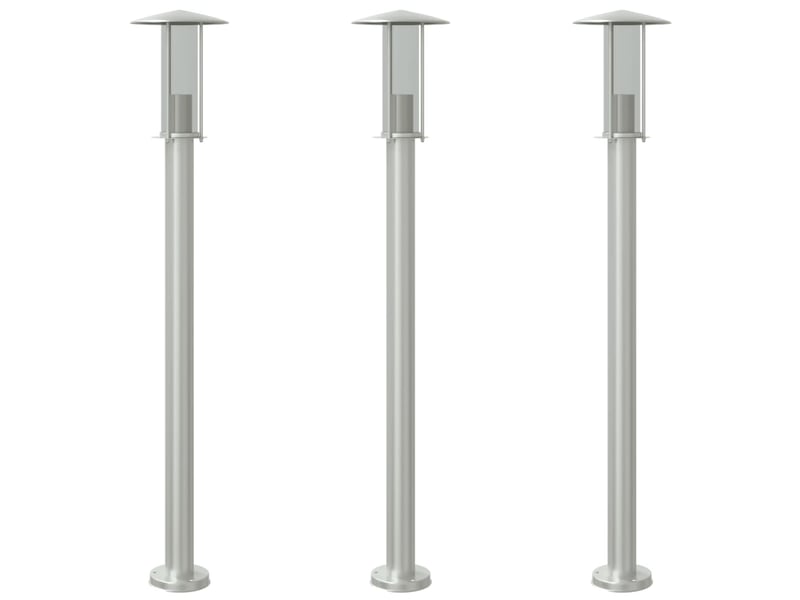  Lampadaires d'extérieur 3 pcs argenté 100 cm acier inoxydable argent 02_0042555  - Conforama A