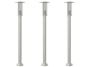 Lampadaires d'extérieur 3 pcs argenté 100 cm acier inoxydable argent 02_0042555