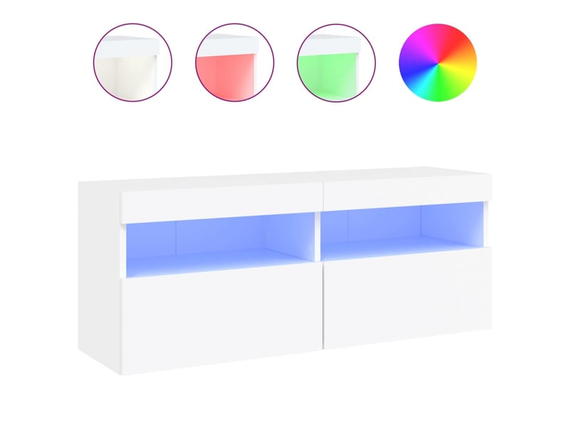  Meuble tv - banc tv - meuble de rangement mural avec lumières led blanc 100x30x40 cm  - Conforama A