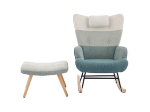 Fauteuil à bascule avec repose-pieds 83 x 65,5 x 95 cm multicolore, tissu bouclette et poche latérale