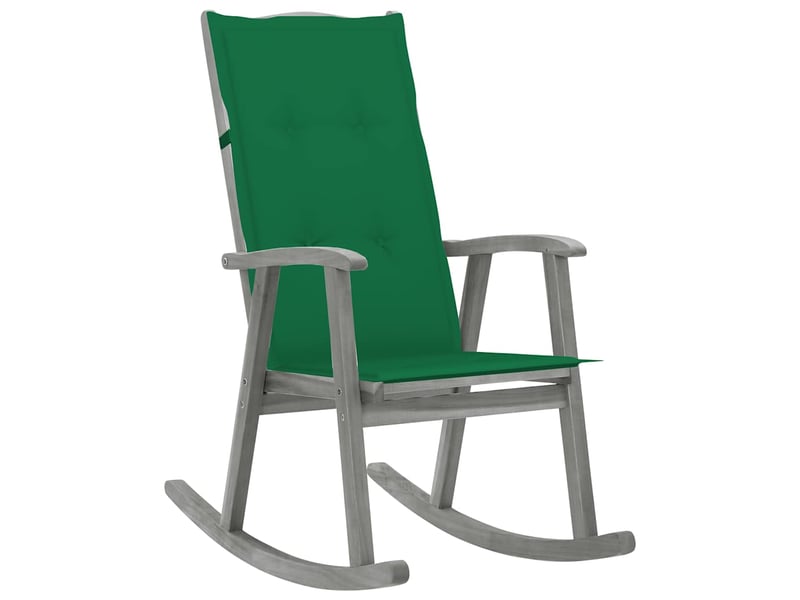  Chaise à bascule de jardin, rocking-chair avec coussins gris bois d'acacia massif cf31317  - Conforama B