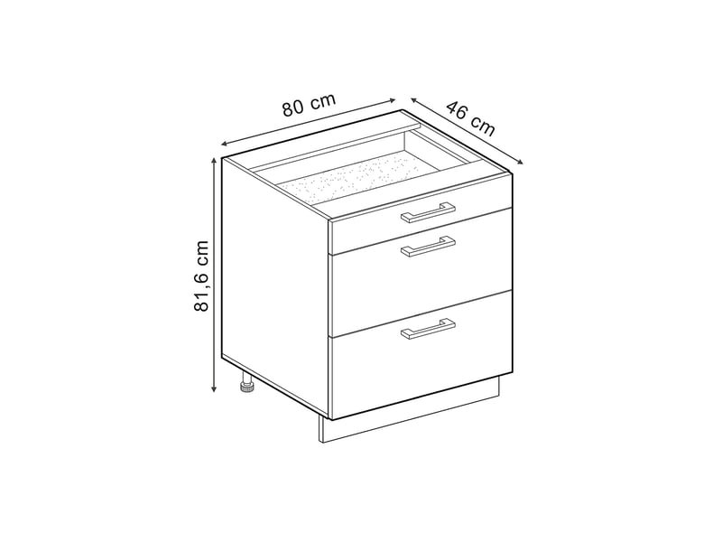  Vicco meuble cuisine, anthracite campagnechêne doré, 80cm avec 3 tiroirs plan de travail anthracite  - Conforama B