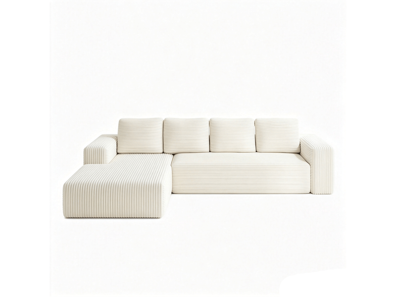  Canapé convertible - 4 places - sans montage - canapé-lit - avec fonction couchage - velours côtelé blanc - l 261 x h 58 x p 88 cm  - Conforama A
