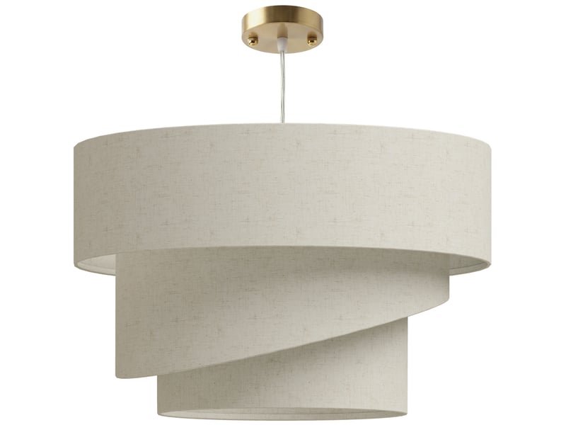  Suspension luminaire à 3 abat-jour effet lin, ampoule non incluse e14 40 w, câble réglable, rosace dorée, beige  - Conforama B