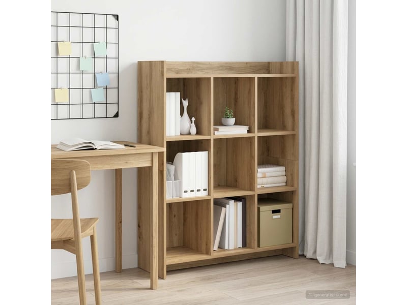 Bibliothèque 9 niveaux, armoire à livres 87,5 x 30 x 111 cm bois d'ingénierie - Conforama B