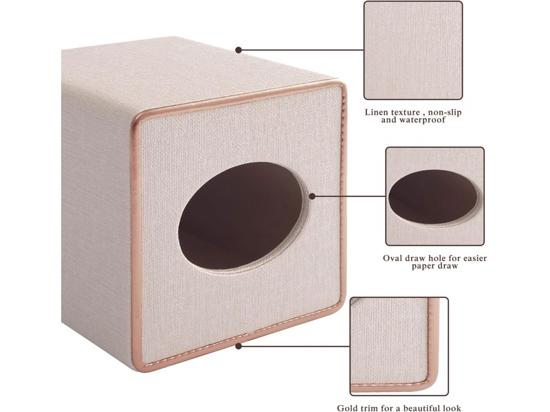  Étui carré en lin pour boîte à mouchoirs - avec base magnétique, pour la maison et le bureau - 1 pièce, 16×14×14cm (beige)  - Conforama D