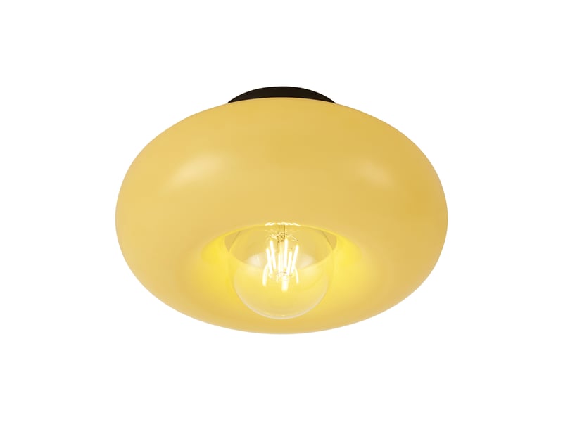  Retro plafondlamp zwart met geel glas 30cm - glaze  - Conforama E