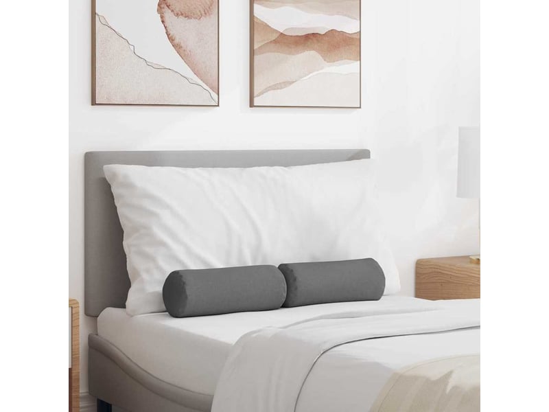  Lot de 2 coussins d'accent, coussins décoratifs, coussins lombaires tissu gris foncé ø 15 x 40 cm cf56695  - Conforama B