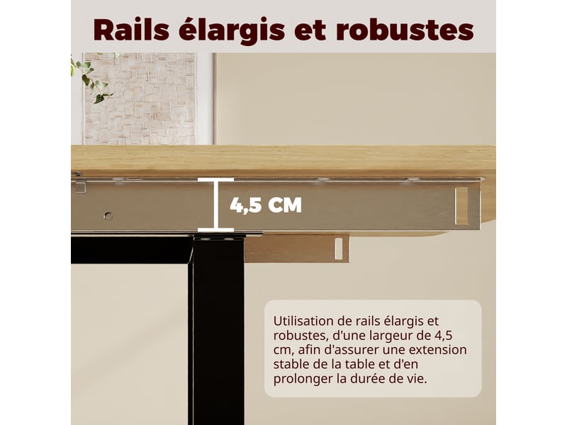  Table à manger extensible 140/180/220 x 80 cm, 6 à 10 personnes, bois naturel Jamama eleni - Conforama E