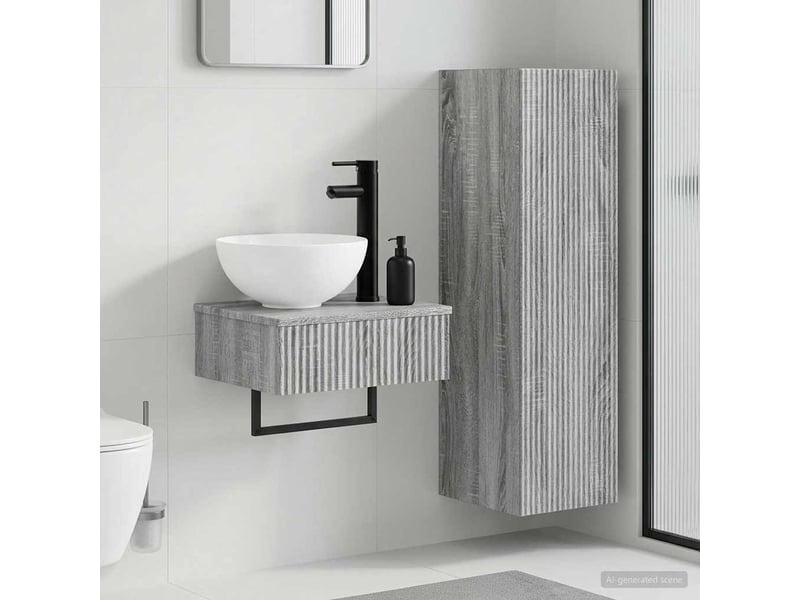 Ensemble de mobilier de salle de bain 2 pcs sonoma gris shl4335 - Conforama B