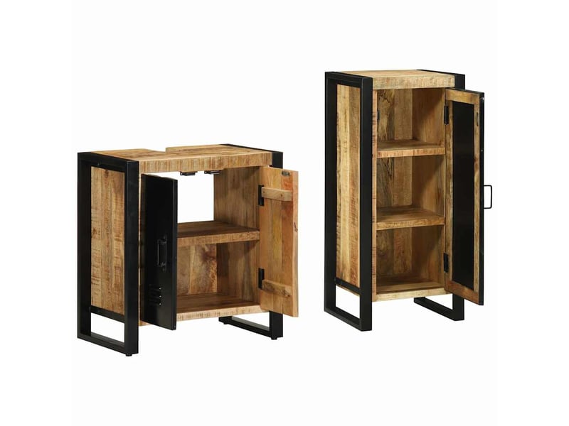  Ensemble de mobilier de salle de bain 2 pièces marron et noir cf64234  - Conforama D