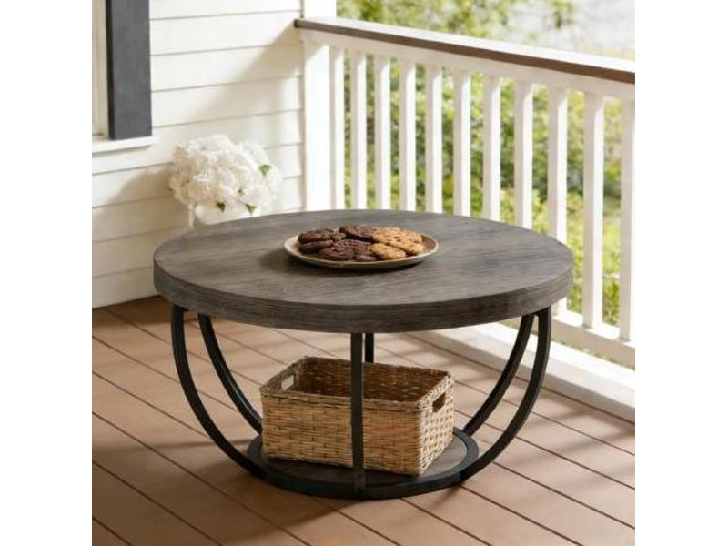 Table basse ronde à 2 niveaux 80,5 cm gris evryae - Conforama C
