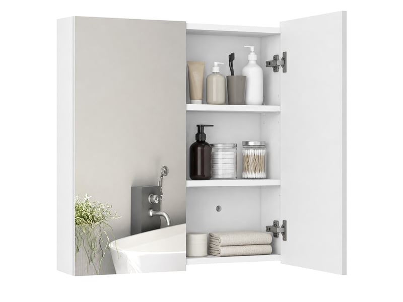  Armoire de toilette murale 2 portes miroir blanc 60 x 15 x 60 cm  - Conforama A