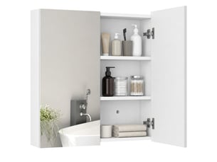 Armoire de toilette murale 2 portes miroir blanc 60 x 15 x 60 cm