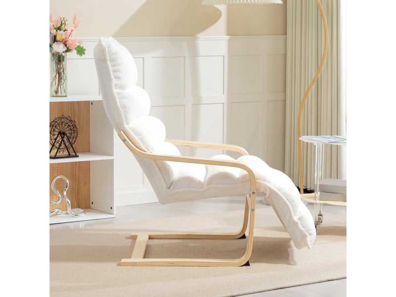  Fauteuil relax blanc en polaire sherpa avec repose-pieds réglable  - Conforama D