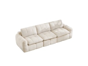 Canapé droit, canapé modulaire 3 places sans cadre, housse chenille ergonomique, base antidérapante, coussins épaissis, sans montage, beige