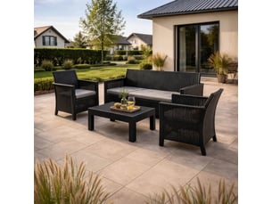 Ensemble de mobilier de jardin 5 places avec table noir