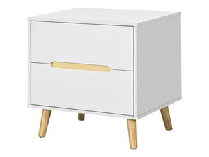 Table de chevet moderne à 2 tiroirs, en aggloméré et pieds en pin, 50 x 40 x 50,5 cm (l x p x h), blanche