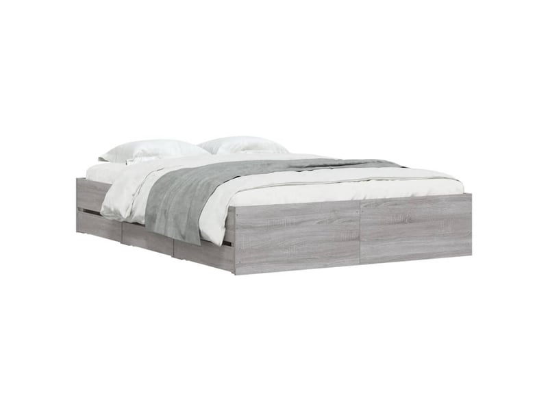  Lit double- lit adulte -  cadre de lit avec tiroirs sans matelas sonoma gris 120x190 cm  - Conforama B