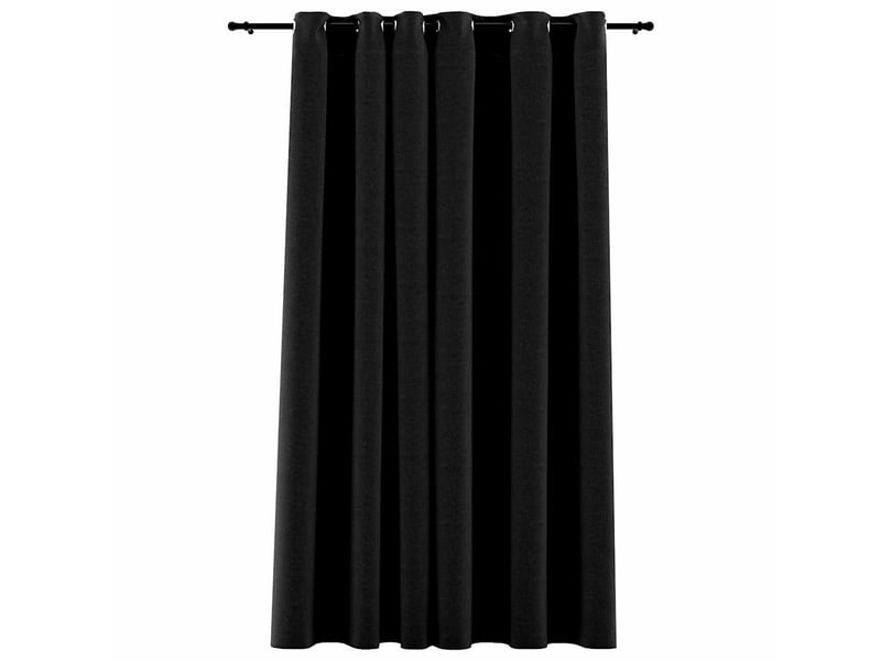  Rideau occultant, rideau black-out aspect de lin à œillets anthracite 290x245 cm cf43938  - Conforama A