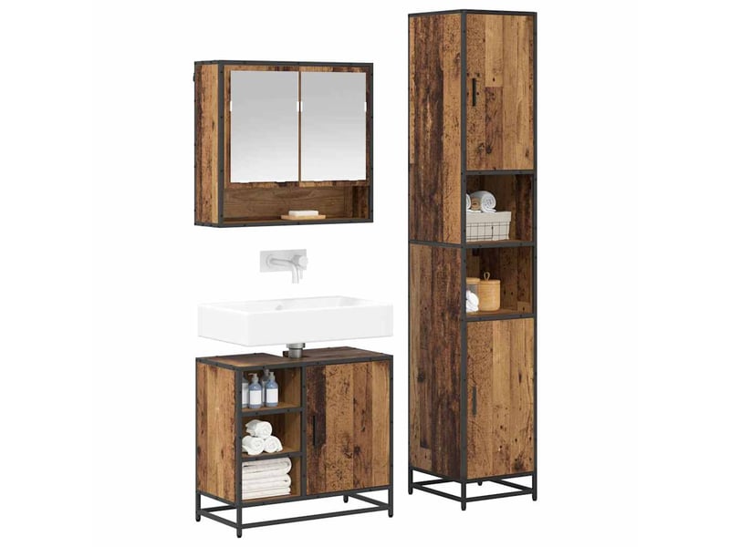 Ensemble de mobilier de salle de bain 3 pc bois ancien cf64270 - Conforama C