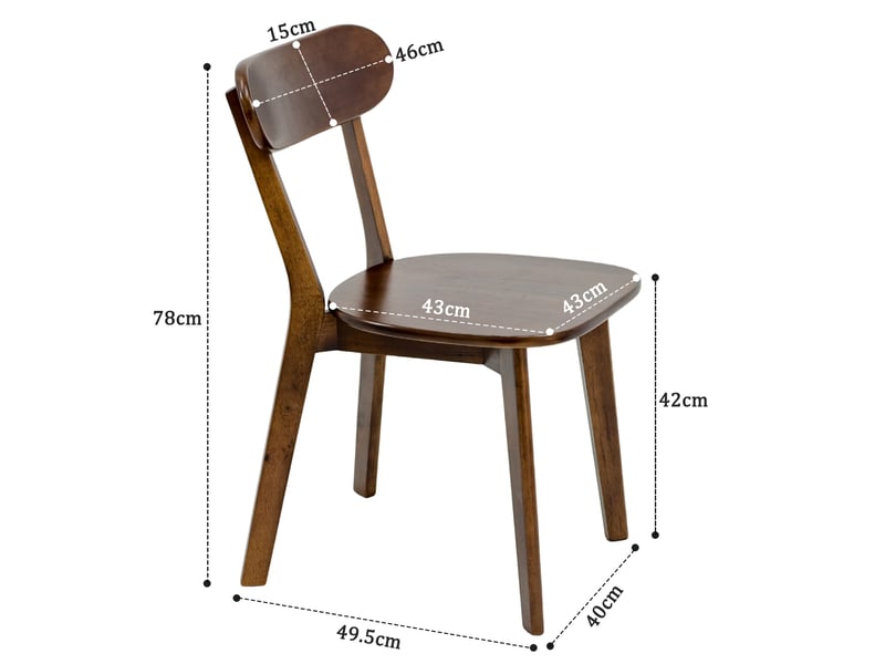  Lot de 2 chaises de salle à manger 49,5x43x78 cm avec dossier incurvé, pour salle à manger, contemporain, bois, marron  - Conforama C