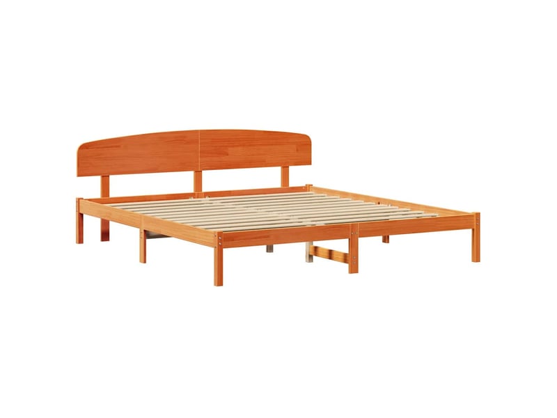  Lit double- lit adulte -  cadre de lit avec tête de lit brun  200 x 200 cm pin massif  - Conforama C