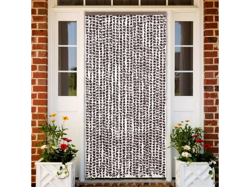  Rideau anti-mouches, moustiquaire marron et blanc 100x230 cm chenille cf43562  - Conforama B