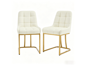 Chaise de salle à manger 52,5x42,5x 84cm, lot de 2, en métal, ergonomique, moderne et stable, couleur beige