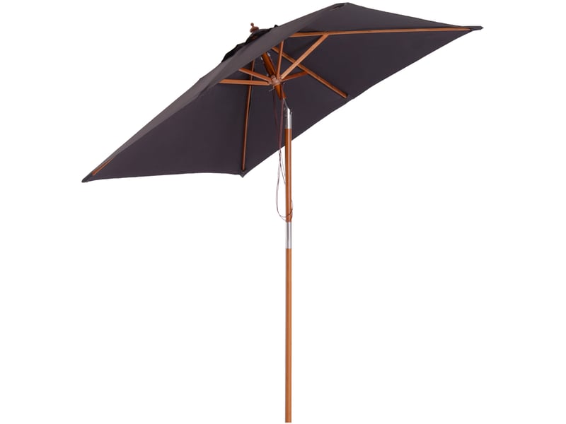  Parasol de jardin inclinable en polyester avec mât en bois de sapin, 3 positions, gris foncé, 200 x 150 x 235 cm  - Conforama A
