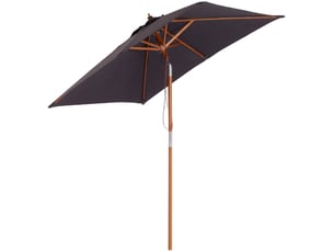 Parasol de jardin inclinable en polyester avec mât en bois de sapin, 3 positions, gris foncé, 200 x 150 x 235 cm