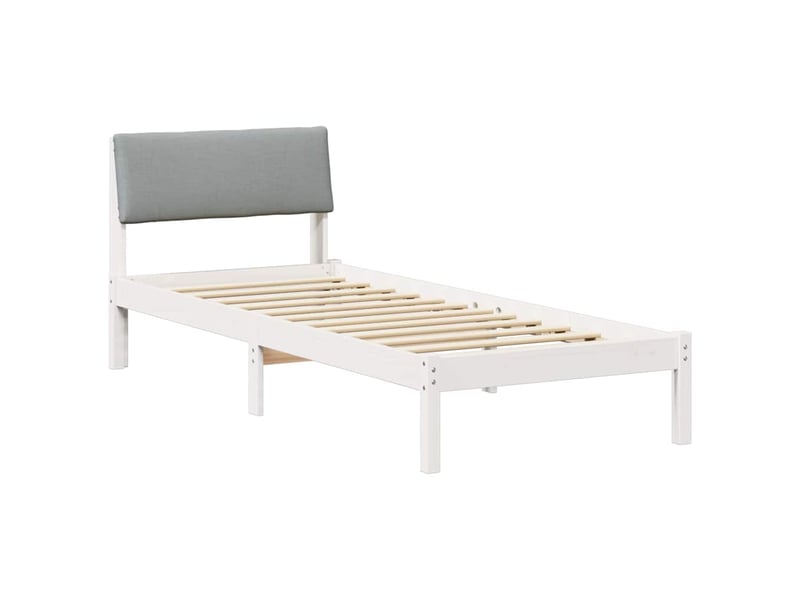 Lit simple- lit adulte - cadre de lit blanc et gris clair 80 x 200 cm bois massif en pin - Conforama A