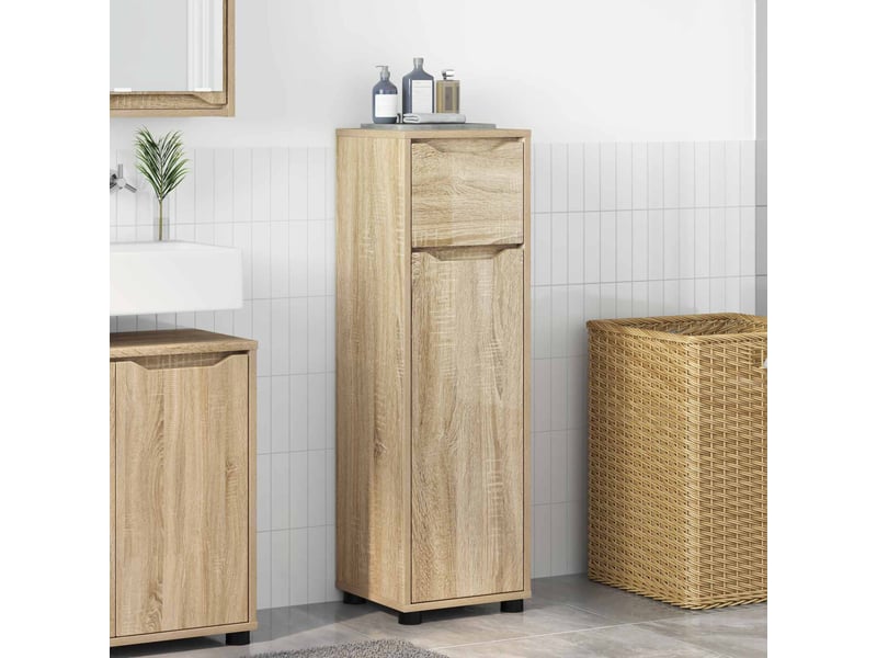  Cabinet de salle de bain, meuble de rangement chêne sonoma 30.5x30x101 cm  - Conforama B