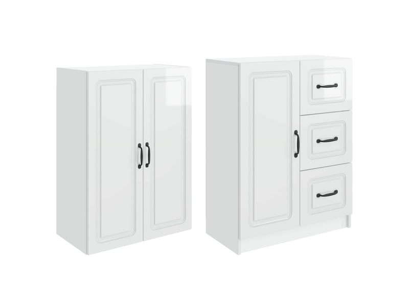  Buffet - ensemble de meubles 2 pc blanc brillant bois d'ingénierie  - Conforama D