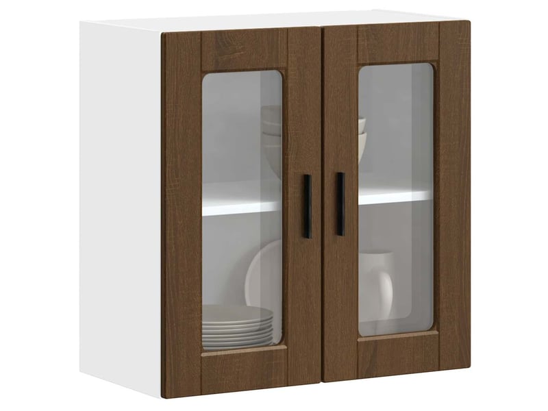  Armoire murale de cuisine et porte en verre porto chêne marron shl2392  - Conforama D